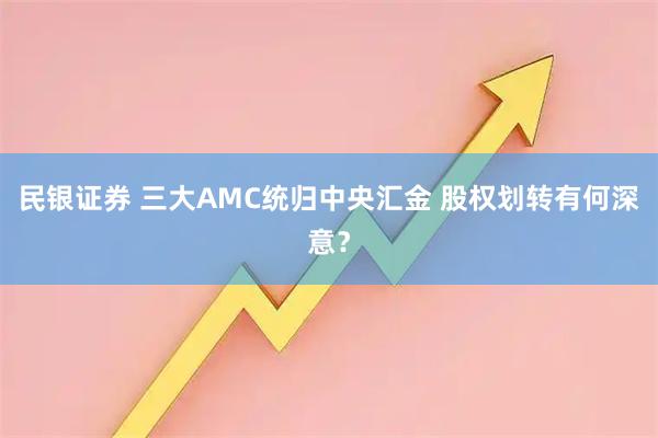 民银证券 三大AMC统归中央汇金 股权划转有何深意？